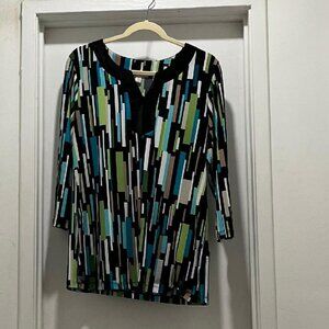 JM Collection Multi-Color Sequin Pullover Blouse, Sz. M